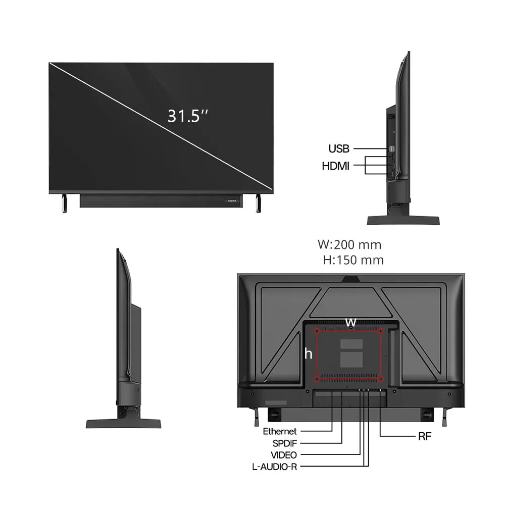 ทีวี KONKA 32 นิ้ว สมาร์ททีวี ระบบปฏิบัติการ Tizen ใช้ชิปเซ็ต SAMSUNG พร้อมซาวด์บาร์ในตัว 30 วัตต์ รองรับ HDR10 จอแสดงผล V-Max เสียงแบบโรงภาพยนตร์ ระบบเสียงไดนามิก รับประกัน 1 ปี