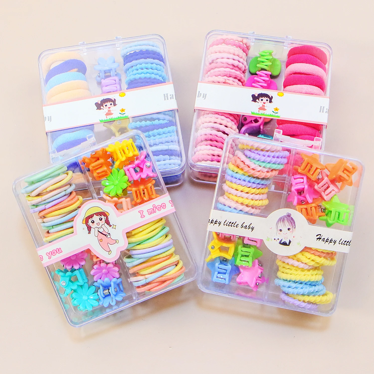 40pcs Baby Girls Elastic Hair Ties Colorful Baby Elatic Hair Bands Set with Hair Clips Hair Accessories Set for Children Kids