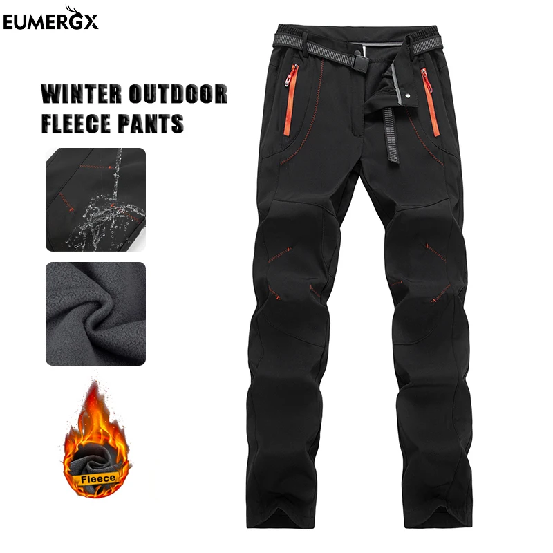 EUMERGX Women’s Winter Fleece Ski Pants Warm Waterproof Snow Pants Outdoor Camping Climbing Skiing Windproof Rain Trousers