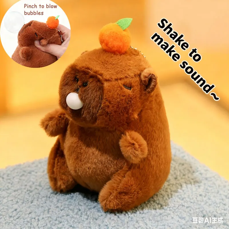 Porte-clés en peluche Capybara mignon, pendentif pour sac à dos, poupée en peluche Kawaii, décoration de voiture, animaux en peluche, jouets doux, cadeaux d'anniversaire