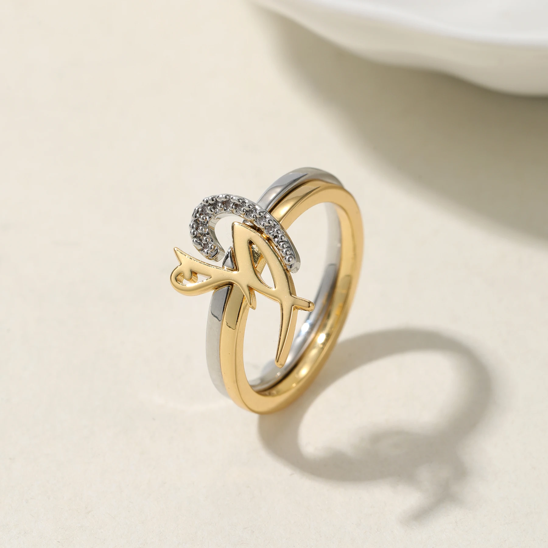 Cincin Ganda Nama Kustom 3D Ci - Initial Ring Custom ulasan dan harga