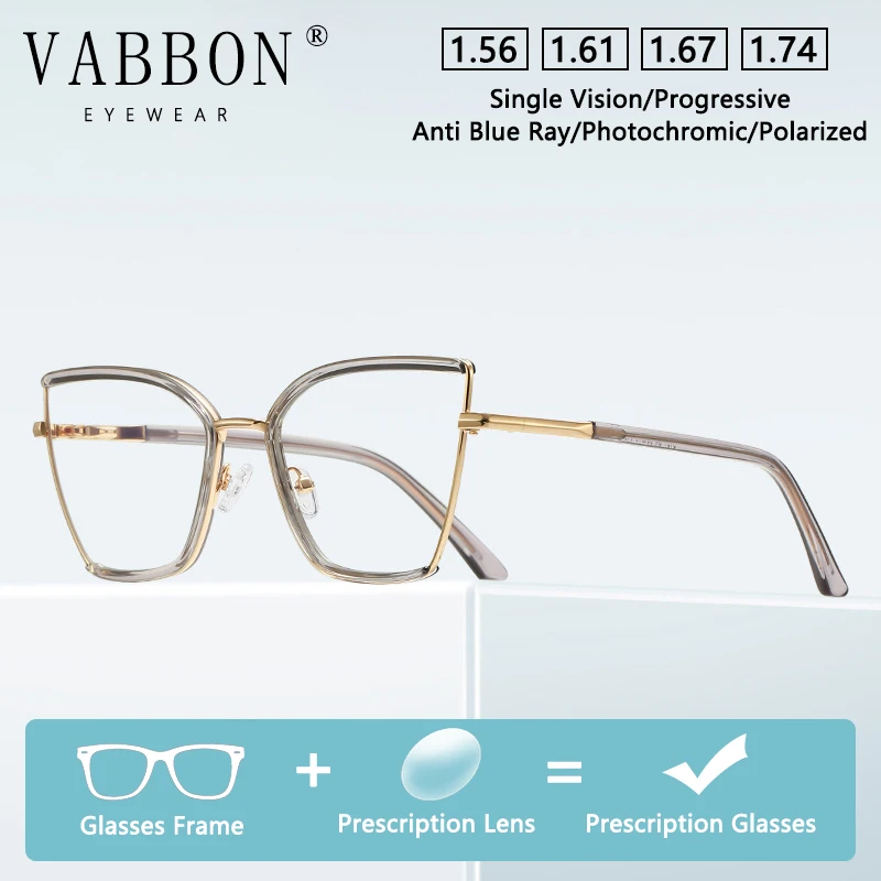 

Vabbon, высококачественные модные ультралегкие очки с защитой от синего света Tr, золотая проволока, оправа-бабочка, очки по рецепту, женские очки для чтения при близорукости, фотохромные очки 3157