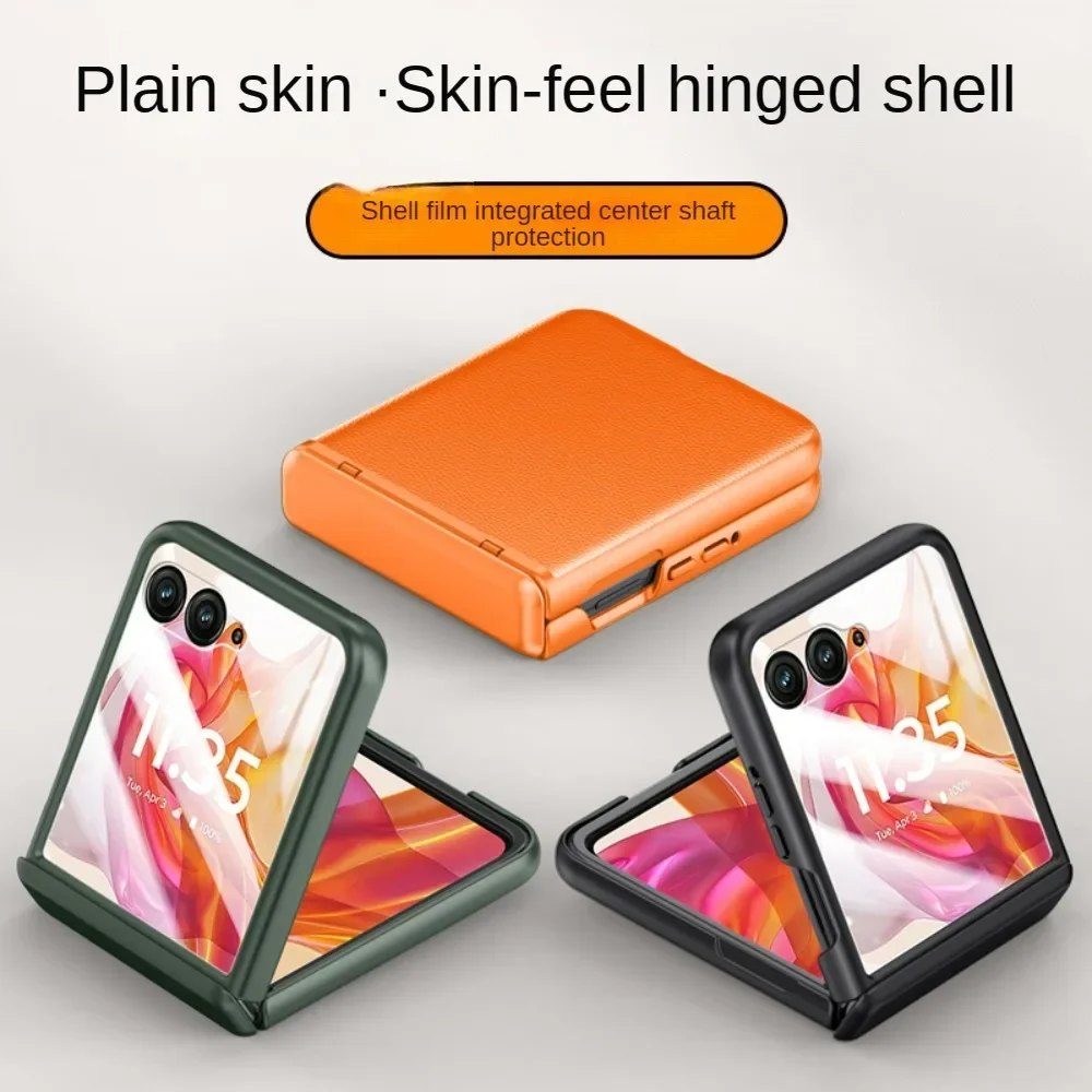

For Motorola Razr 50 Ultra Case Ultra Thin Skin Friendly Matte Leather Folding Hinge with Mirror Film Shockproof Cover Accessory