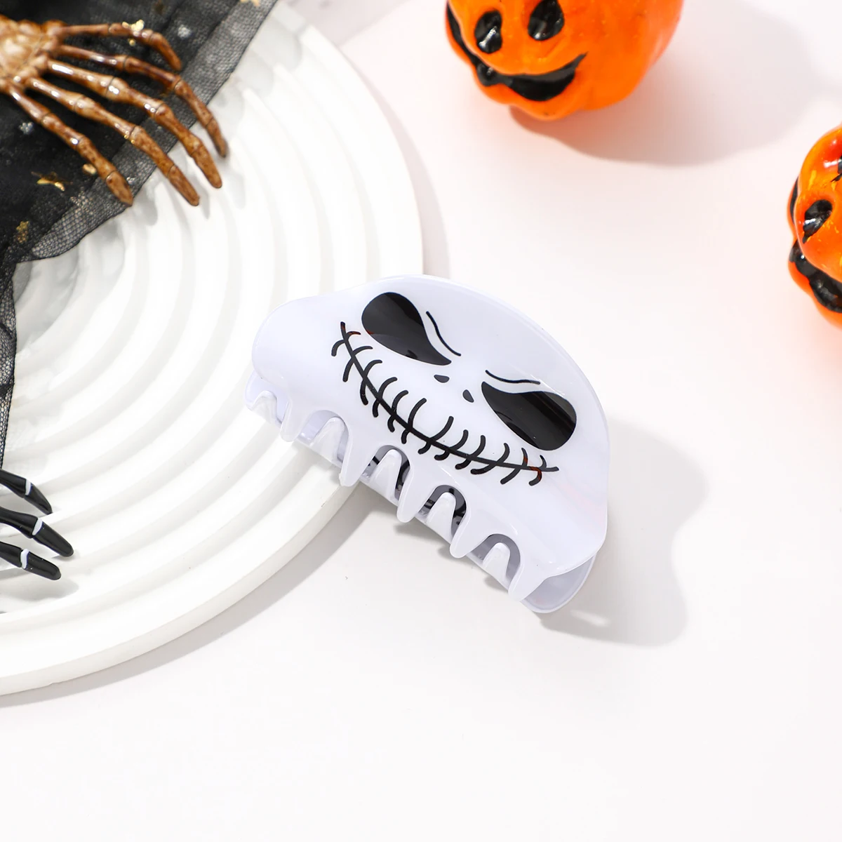 1PCS Halloween Haar Zubehör Geist Haar Clip für Frauen Mädchen Rote Hörner Haarnadel Schädel Klaue Y2K Gothic Haar schmuck – Detail 4