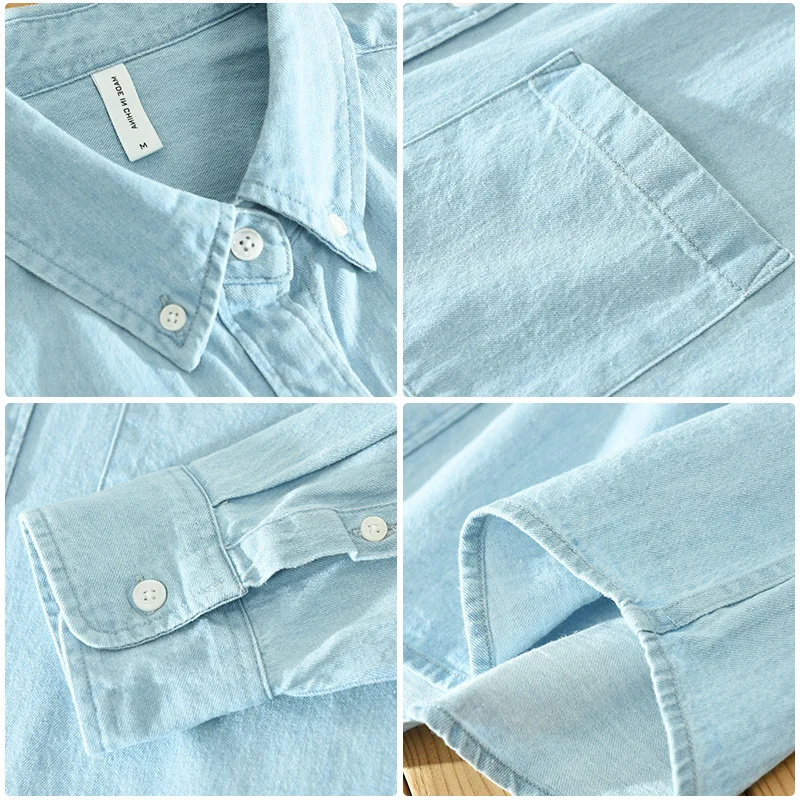 2137 Spring Summer Korean Style Cotton Denim Shirts For Men Fashion Classical Cowboys Luxury Casual Streetwear Male Thin Jackets