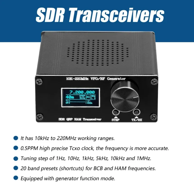 20K-220MHz Superheterodyne Receiver SDR HAM QRP Transceiver RF Generator VFO Radio Debugger Software Defined Radio Transceiver