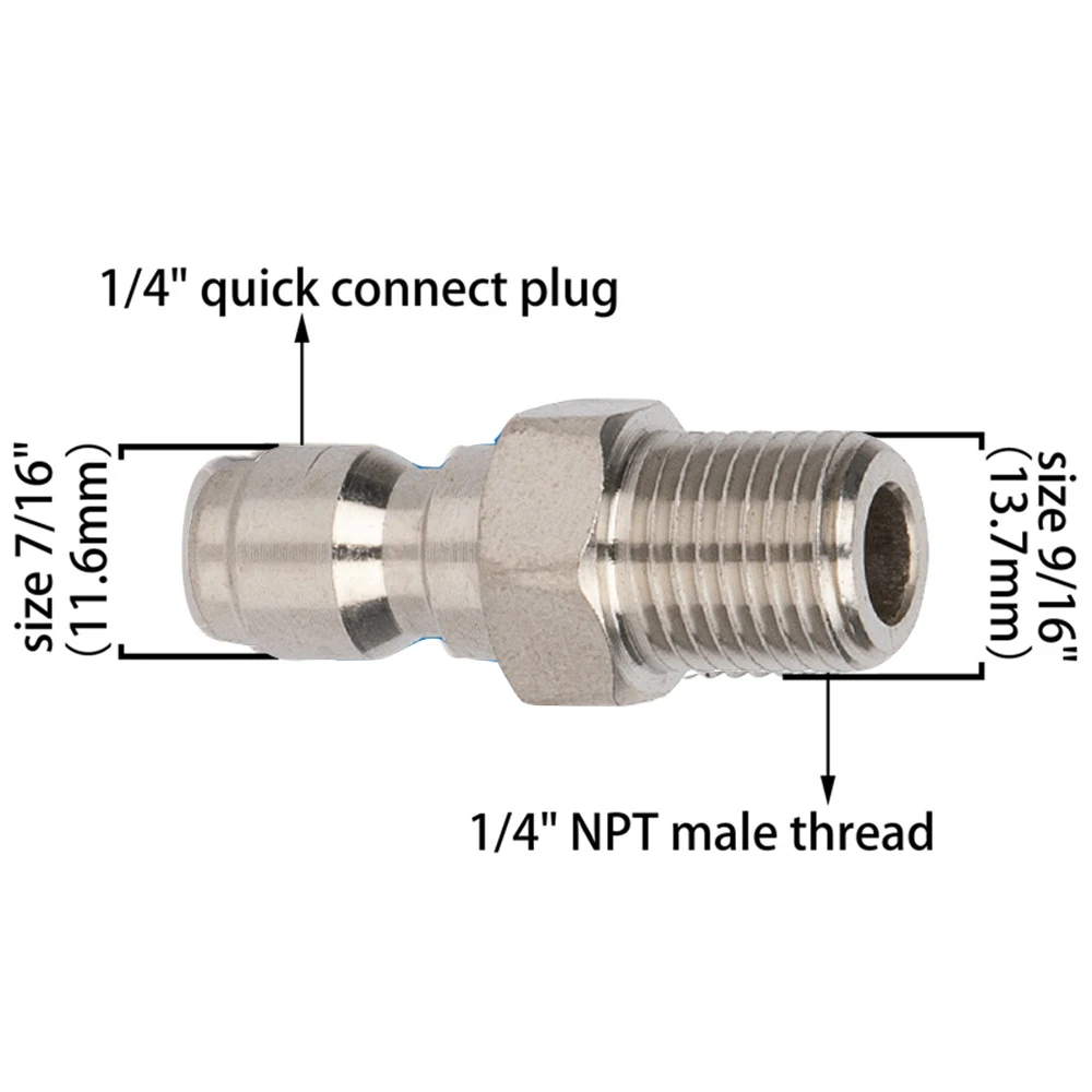 Pressure Washer Coupler 1/4 Inch Stainless Steel Quick Connect Fittings Male Female Accessories With Internal External Thread