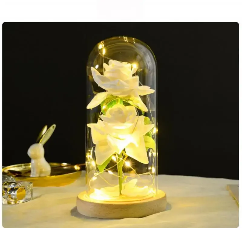 Hot LEDGalaxy Rose Light Beautiful Realistic Looking Night Light Wedding Decor Creative Valentine's Day Mother's Gift