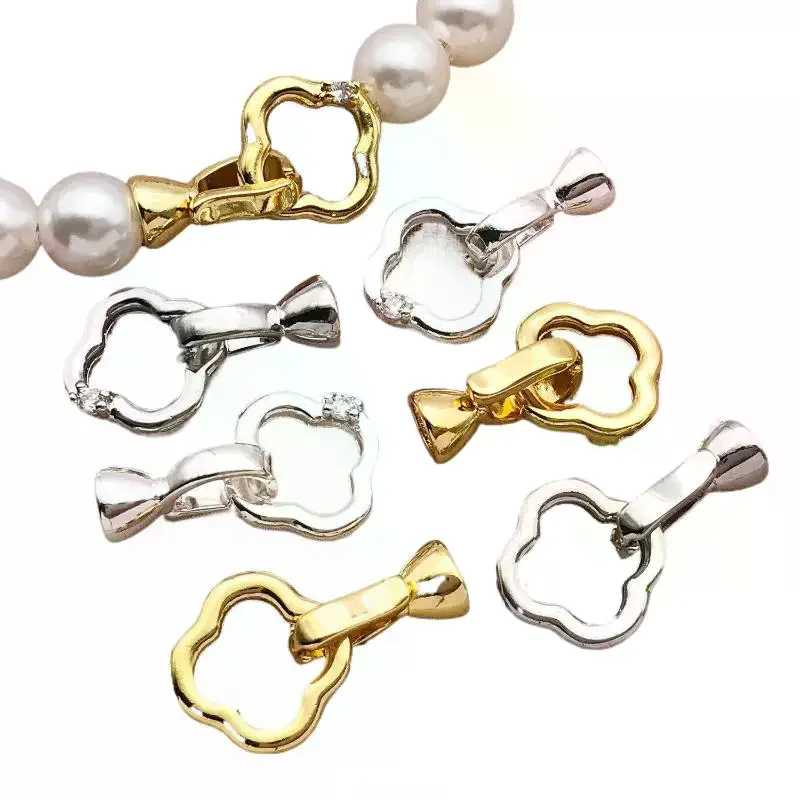 3/5 قطعة Of18K النحاس مطلي حقيقية الذهبي سميكة فضي الأبيض الذهبي البرسيم ربط مشبك ، DIY بها بنفسك صنع المجوهرات اكسسوارات