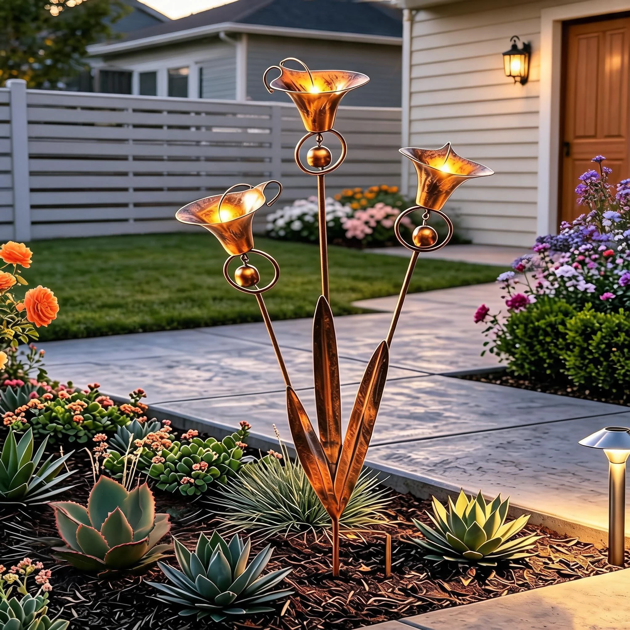 

Wrought Iron Calla Lily Garden Stake Garden Stakes Decorative With Bell Flower Shape Outdoor Lawn Ornament Metal Yard Art