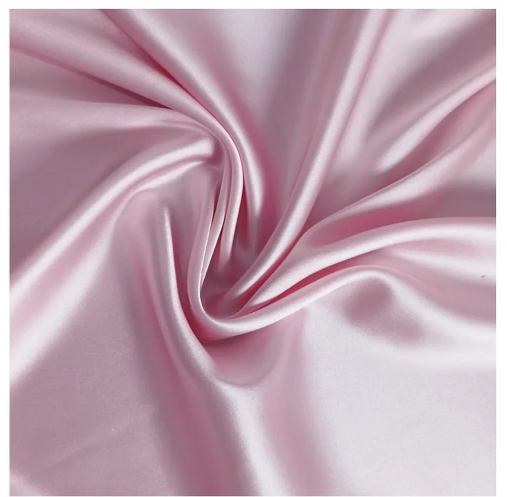 Natural Silk Stretch Satin140cm width 19momme Lycra Silk Fabric Shirt Evening Dress Sewing Material Pink