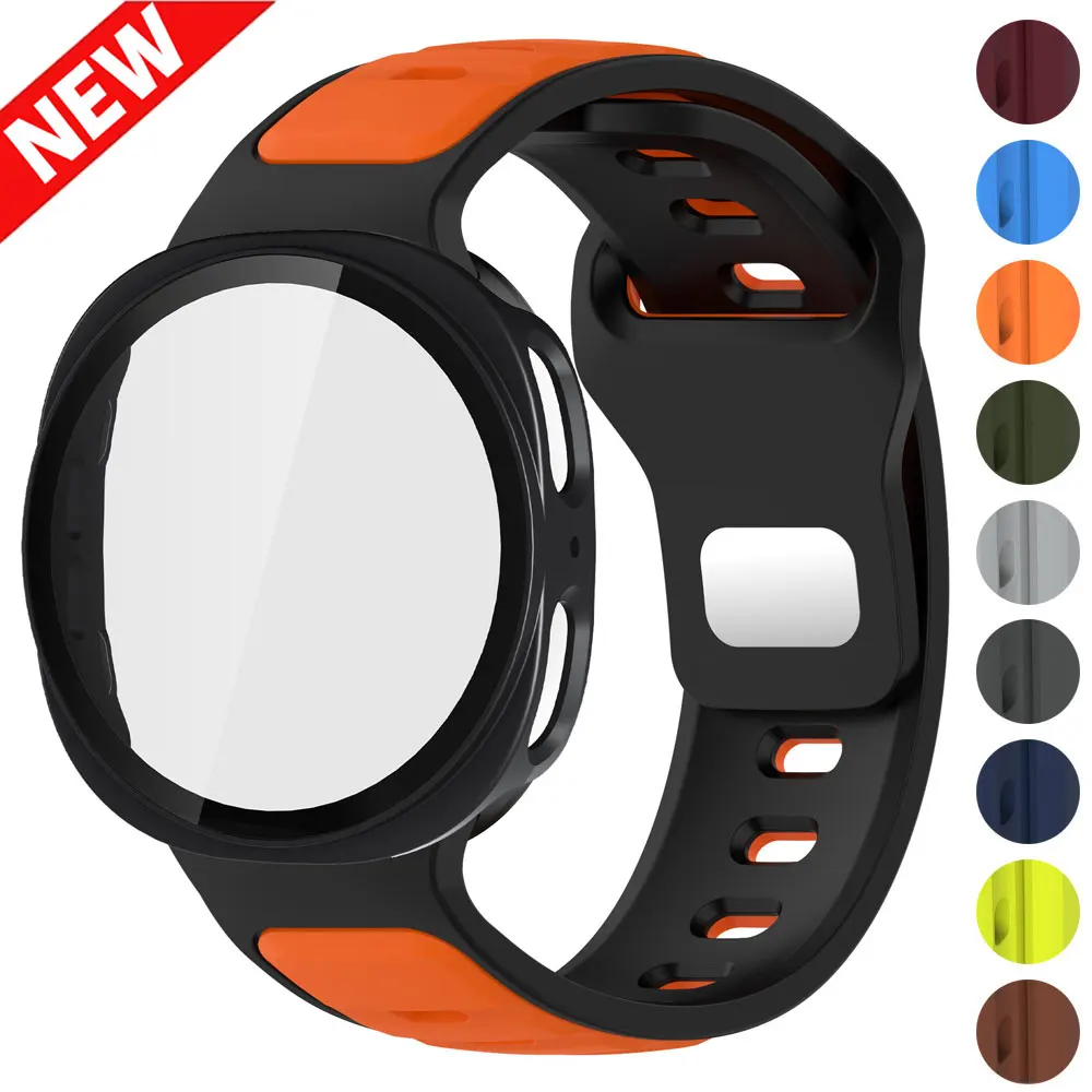Gehärtetes Glasgehäuse für Samsung Watch 8 40 44 mm Armbandschutz-Abdeckungsband für Galaxy Watch 8 Classic LTE Silikon-Correa-Hüllen