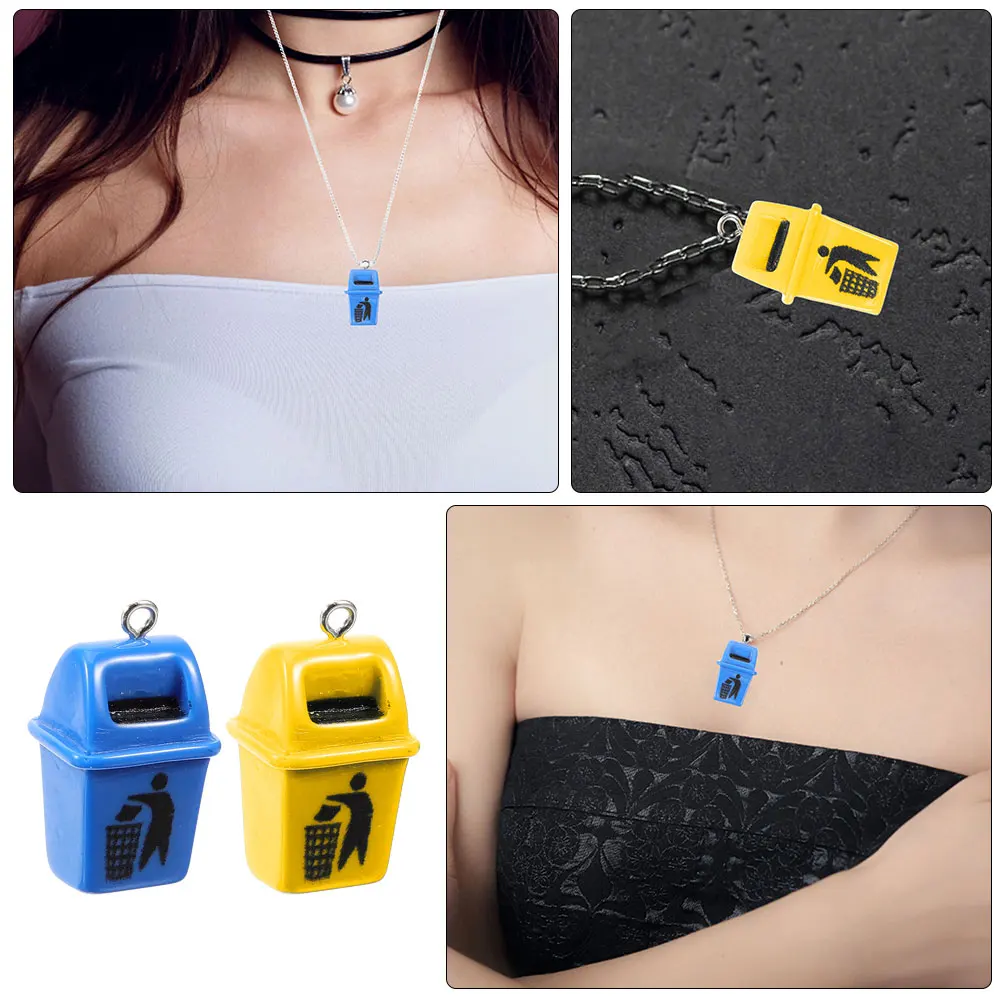 

10 Pcs Trash Can Pendant Accessories Bulk Charms for Jewelry Making Necklace Earring Crafting