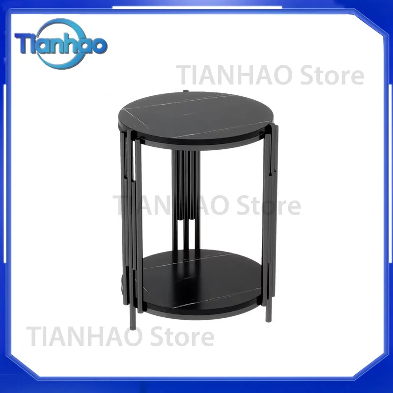 Modern Small MDF Corner Sofa Side Table with Metal Frame for Bed Entry Hotel Home Bedroom Living Room Furniture