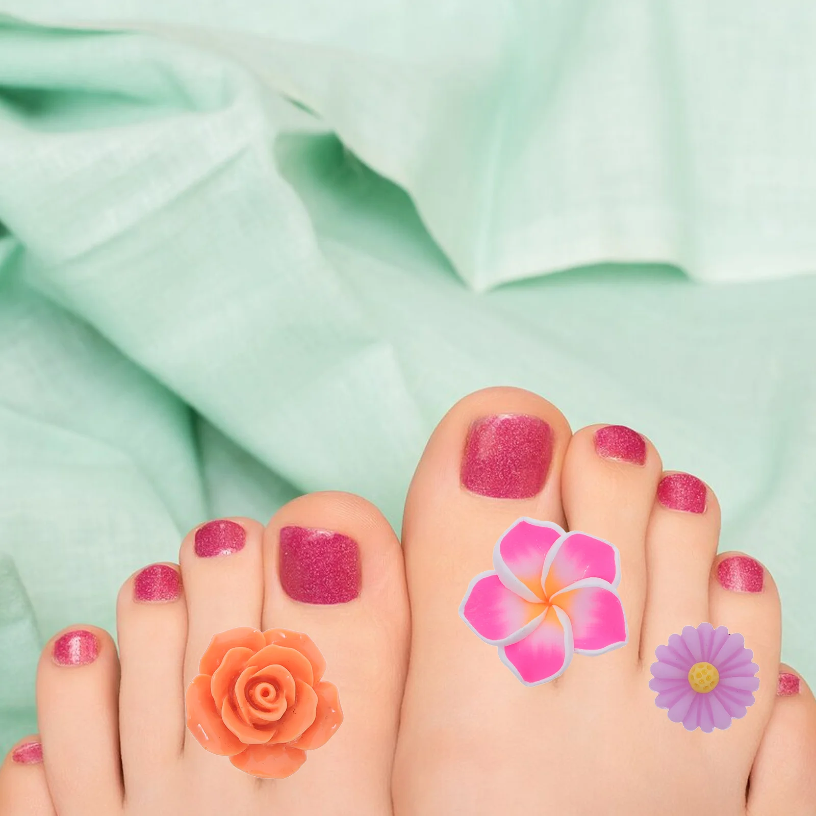 24 szt. Silikonowe separatory palców z motywem kwiatowym do pedicure, zdobienia paznokci, precyzyjne, wygodne, łatwe w czyszczeniu, profesjonalne.