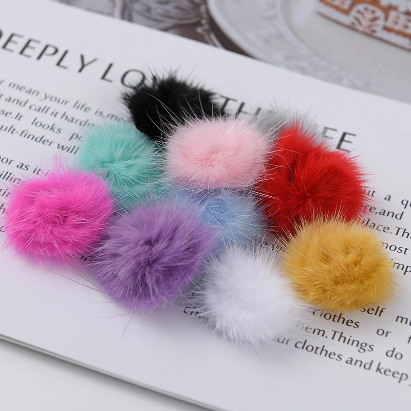 10pc 3cm Pompom Loisir Creatif Mink Pompon Balls Pompoms for Ring Keychain Shoes Hat Fluffy Pom Pom Pompones Diy Craft Supplies