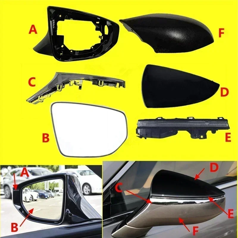 LHD Car Rearview Mirror Cover Turn Signal Light Tirm Frame For Lexus ES200 ES250 ES300h ES350 2018-2024 UX200 UX260 2019-2024