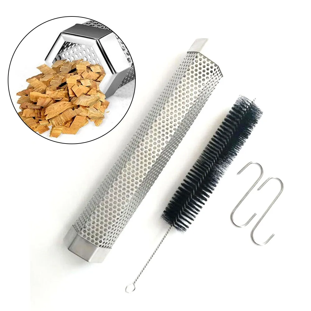 Tubo de filtro de acero inoxidable de 12 pulgadas para barbacoa, pipa de madera para fumar, accesorios de cocina al aire libre