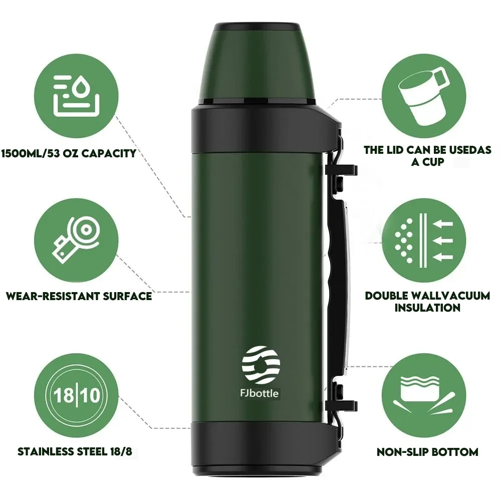 FEIJIAN Large capacity Thermos Bottle Stainless Steel Vacuum Flasks Water Bottle Insulated Outdoor travel Bottle Cup 1500ml