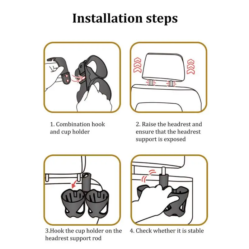 Car Back Hang Mount Cup Storage 2 In 1 Car Seat Headrest Hanger Storage Organizer Headrest Cup Holder Automotive Seat Back
