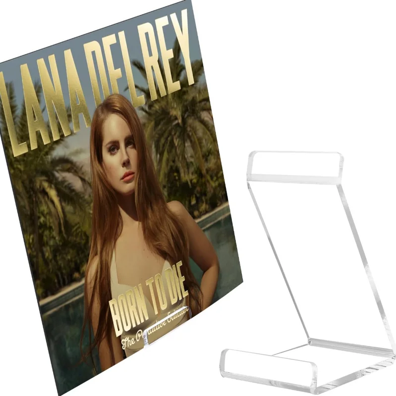 2pc Transparent Vinyl Record Tabletop Display Stand, Now Playing Clear Acylic Music Album LP Cover Desktop Display Holder