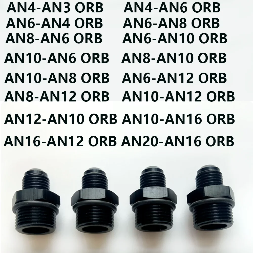 Car oil cooling modification AN4 AN20 ORB black aluminum alloy oil cooling adapter threaded oil pipe joint