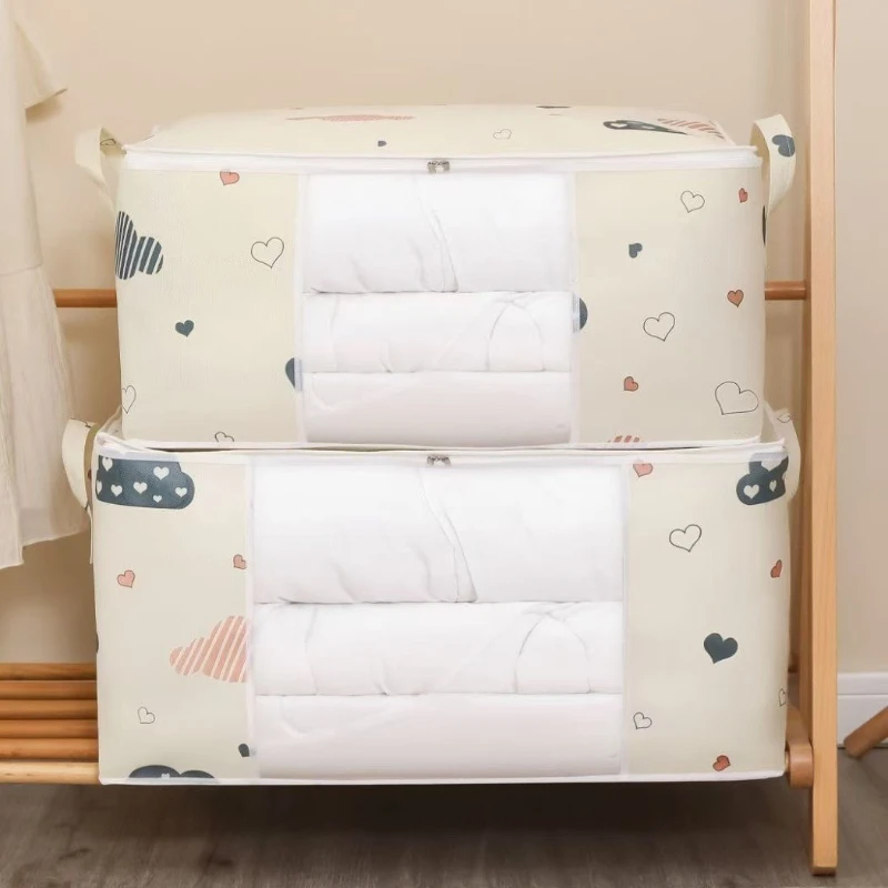 

1 шт. большая складная сумка для хранения из нетканого материала — тканевое пылезащитное одеяло и органайзер для одежды с застежкой-молнией и удобными ручками для переноски