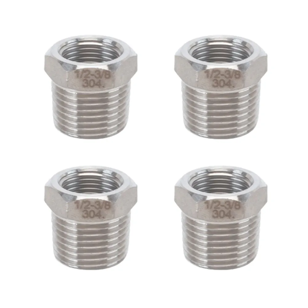 304 Stainless Steel Pipe Adapter with Precision Machined 1/2 NPT and 3/8 Compression Threads for Water Line Integration