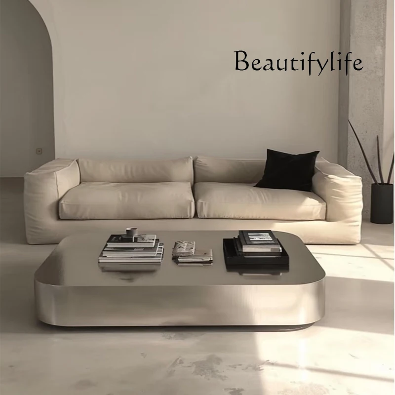 Italian light luxury stainless steel coffee table living room household small apartment modern simple designer high-end