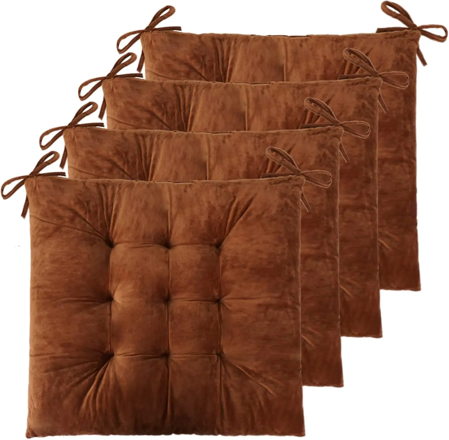 

4 Pa Chair Cushions For Dining Chairs Chair Pads Cushion For Kitchen Office Tufted Square Seat Cushion With Ties (16"" Coffee