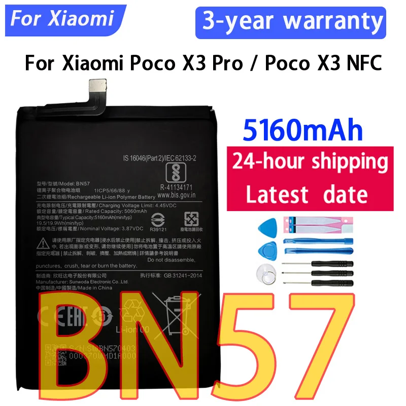 Origina BP4K BN57 For Xiaomi Poco X3 X4 X5 X6 X7/ Redmi Note 10 11 11T 11E 12 12T 13 13T 14T GT Pro 5G BN5E BM5T BN5J Batería