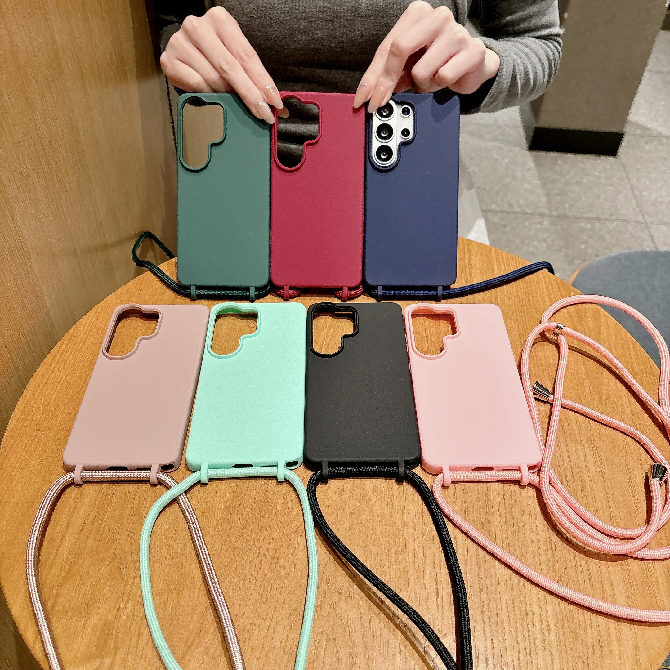 Crossbody Lanyard Strap Anti-lost Candy Matte Case For Samsung Galaxy A27 A57 A37 A07 A17 A56 A26 A36 A55 A35 A25 Silicone Cover