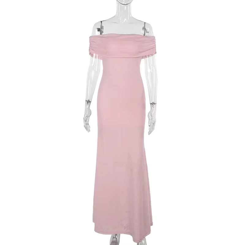 

Off Shoulder Marmaid Maxi Long Dresses Women 2025 Elegant Sexy Jacquard Party Dress Woman