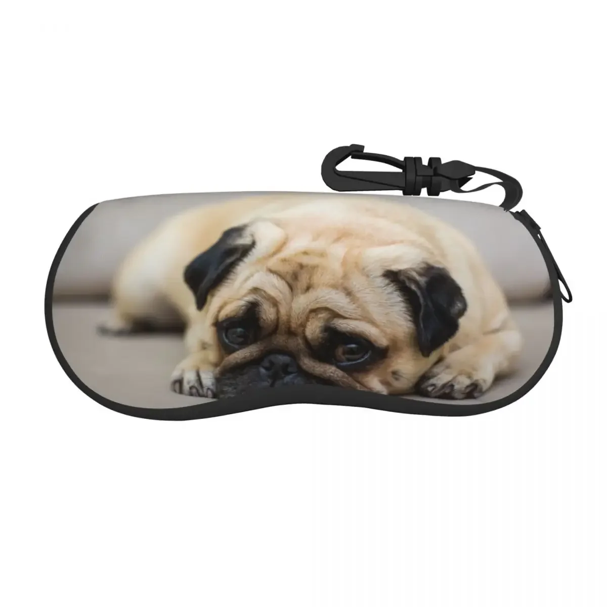 Portable Eyewear Case Cover Pug Sunglasses Soft Glasses Box With Lanyard Zipper Eyeglass Protector