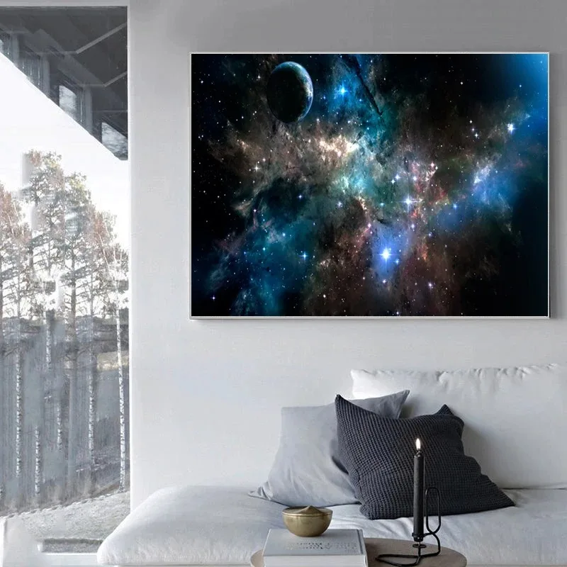 Space Galaxy Nebula Astronomy Universe Canvas Painting Poster and Print Wall Art Poster for Bedroom Research Room and Home Decor