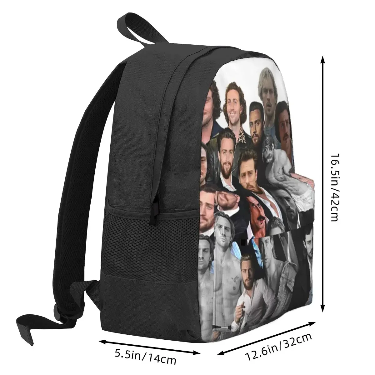 Aaron-taylor Johnson Photo Collage Backpack Daypack Large Capacity Boys Girls BookBag School Bag Shoulder Bags for Men Women