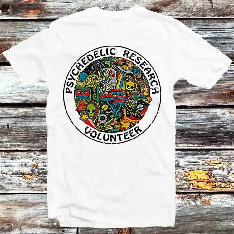 Psychedelic Research Volunteer Terence Mckenna Magic Mushroom T Shirt Vintage Retro Cool Cartoon Anime Top B522