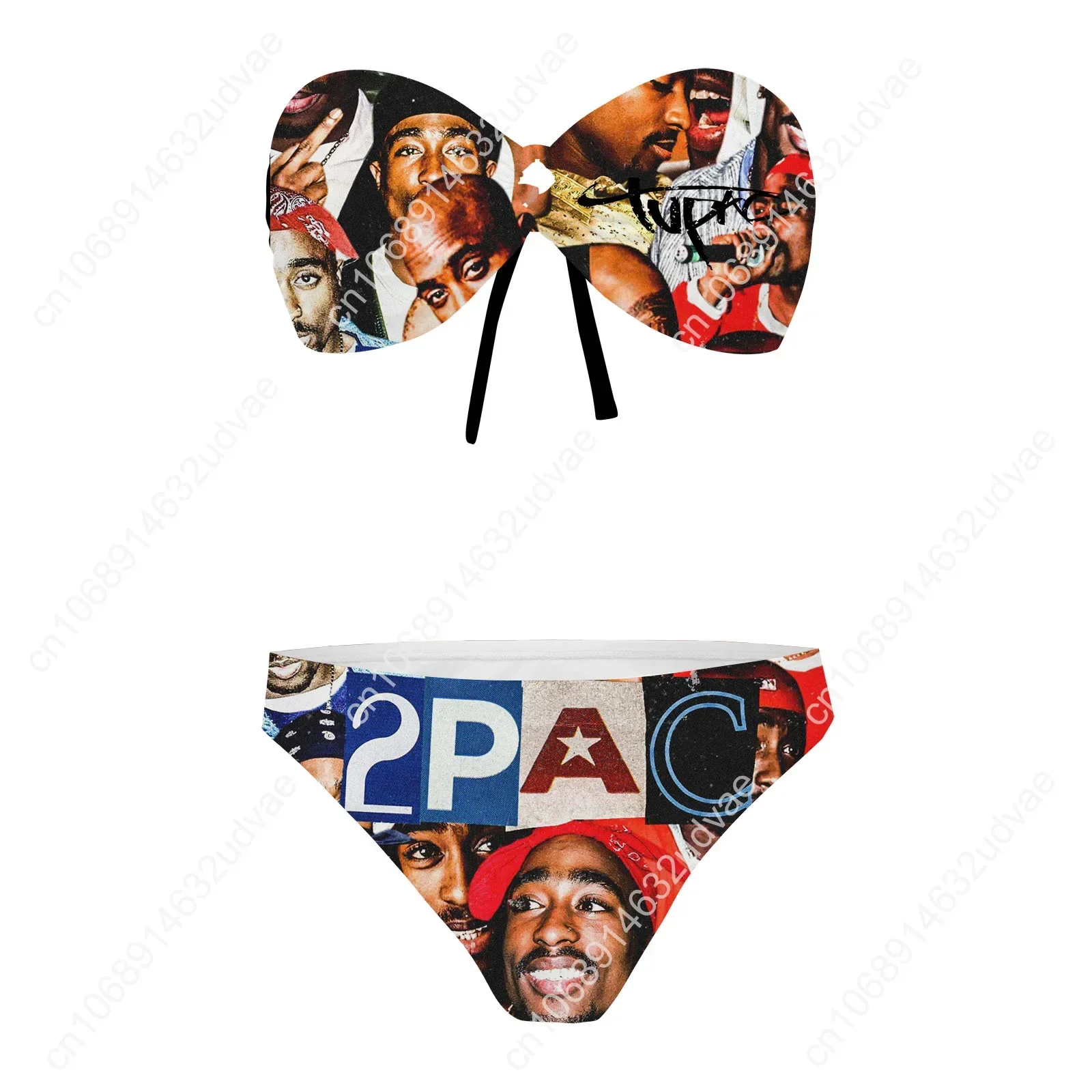 Tupac Shakur 2Pac Strapless Swimsuit Womens Bathing Suits Personalized Fashion Swimwear Pool Party Bikini Customize Beachwear