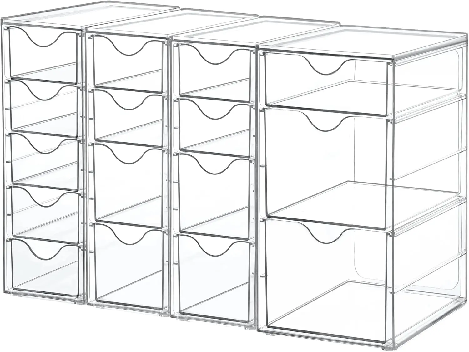 

Acrylic Organizer with 16 Drawers (4 Set),Clear Storage Drawers for Office Supplies,Desk Organization and Storage for Makeup,
