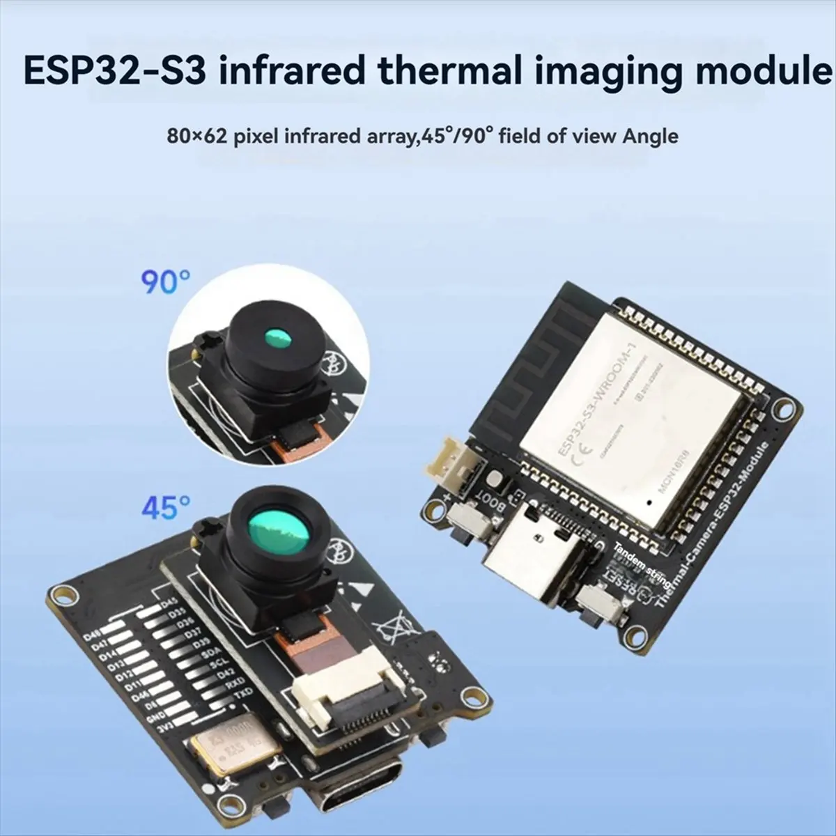 Camera ESP32 Module ESP32-S3 Thermal Imaging Module 80x62 Pixel Infrared Array Supports ESP-IDF 90° Field of View-BCBW