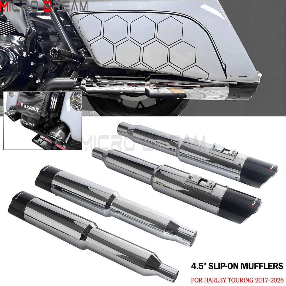 Motorcycle Exhaust Muffler Pipe W/ Carbon Fiber Exhaust Tip 4.5
