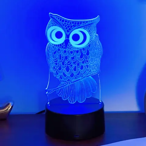 USB Owl 3D Night Light - Tabletop Decorative Light, RGB Brilliant Light, Perfect for Bedroom Ambience, Bedroom Light