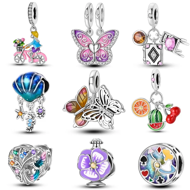

S925 Sterling Silver Fantasy Ocean Shell Tassel Pendant Charms Fit Original Pan 3mm Bracelet For Women Birthday Jewelry Gift Hot