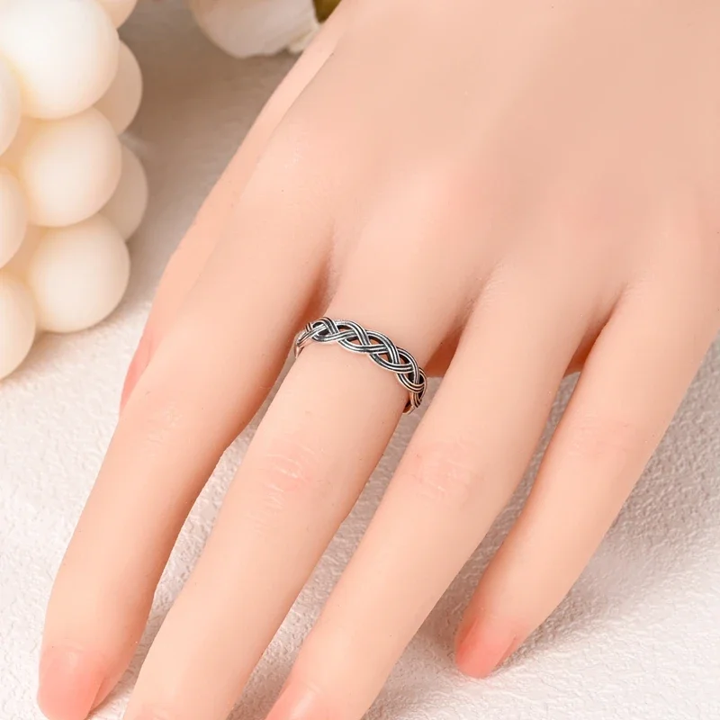 925 Sterling Silver Infinity Three Thread Braid Original Ring for Women Premium Simple Boutique Jewelry Engagement Gift