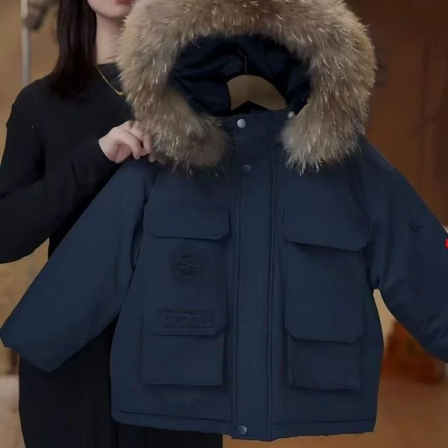 

Children's Winter Cotton Jacket With Cotton Clip And Thickened New Waterproof Style Overcomes The Western Style Wool Collar