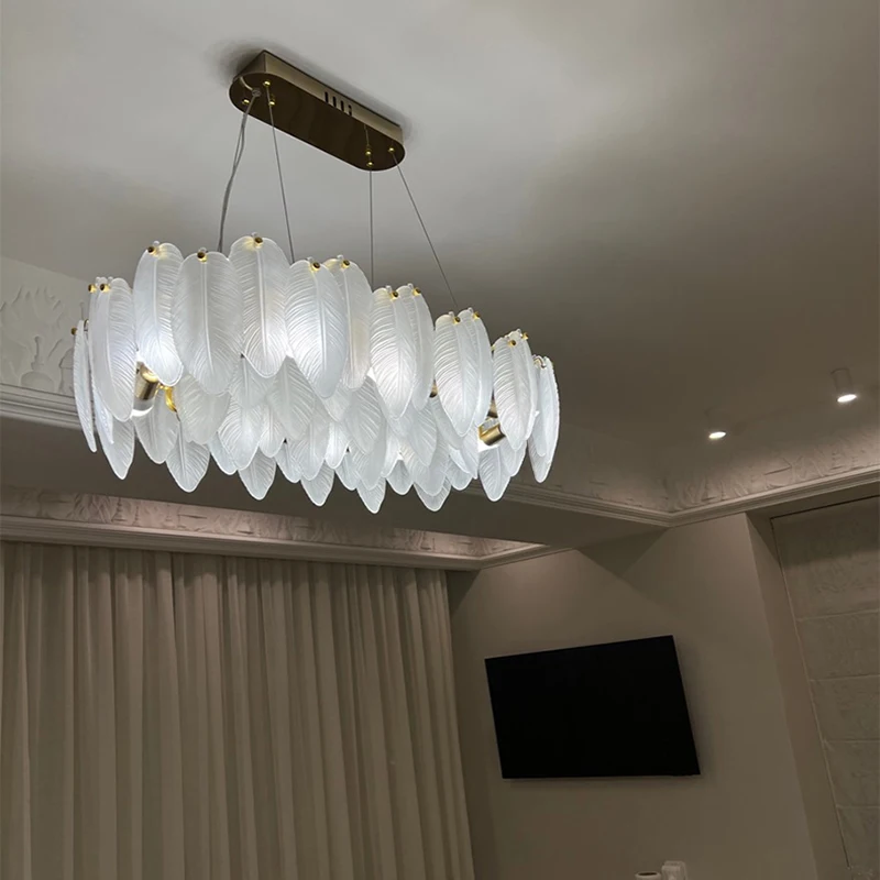 

Modern LED living room crystal chandelier bedroom ceiling lamp dining room feather chandelier villa hotel lighting fixtures lamp