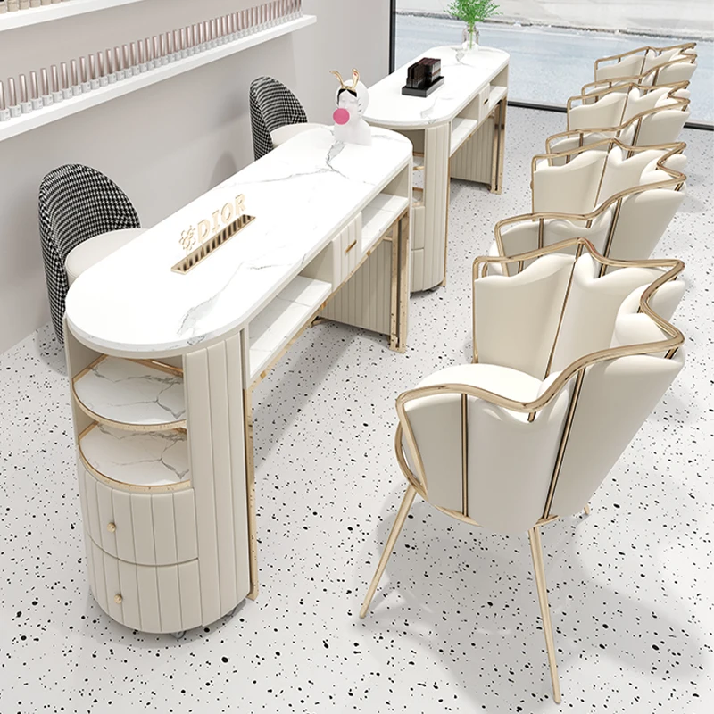 

Beauty Versatile Nail Table European Classic Premium Creative Nail Desk Italian Style Mesas Para Manicuristas Salon Furniture