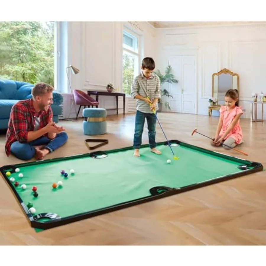 

Golf Game -Combining Mini Pool Table and Golf - World's Largest Putting Green Indoor Putting Mat 08.2" L x 57.4" W Golf Pool In