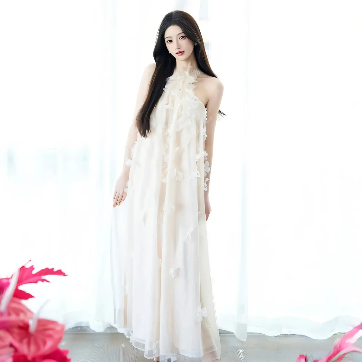 

New Engagement Dress French-Style Wedding Morning Gowns Women's Nightdress Light Wedding Dress Pregnant Women Dress Backless