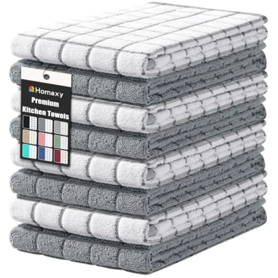 

Premium Cotton Kitchen Towels 16"x 28" Large Natural Ring Spun 390 GSM Dish Towels Super Absorbent Terry Kitchen Hand Towels So